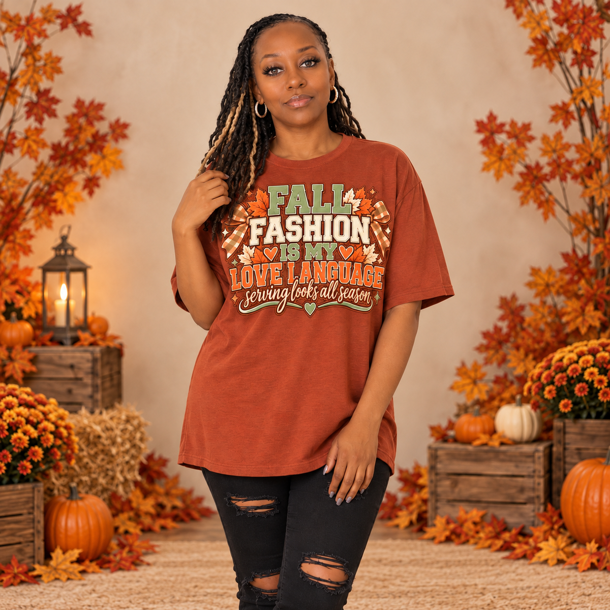 (A)Fall Fashion Is My Love Language Oversized Tee