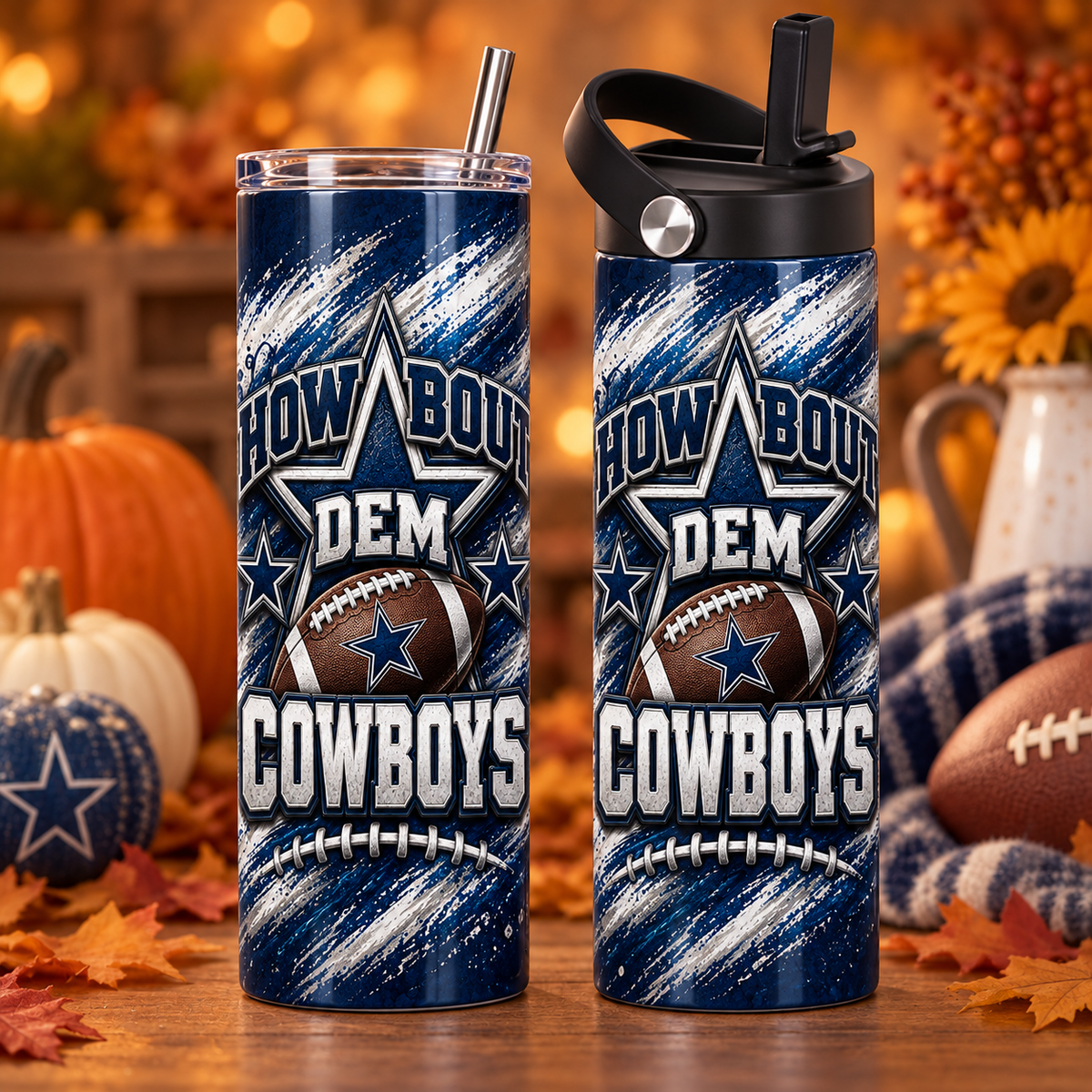 (A)Football 20 oz Tumblers & Water Bottles