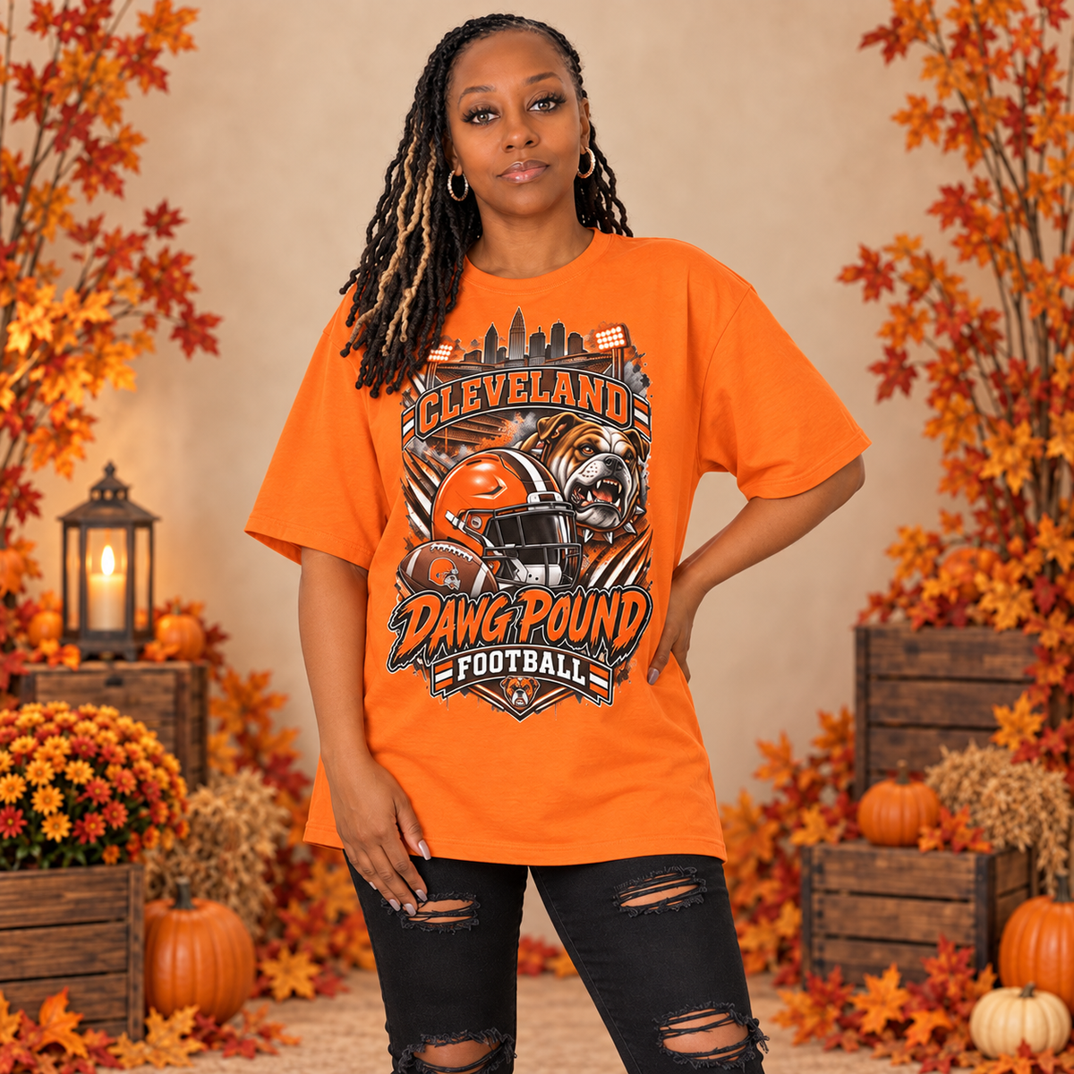 (A)Oversized Football Graphic Tees